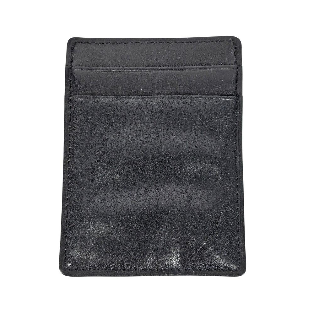 NAUTICA MEN'S BLACK LEATHER WALLET – 4 CARD HOLDER WITH MONEY CLIP & POCKET